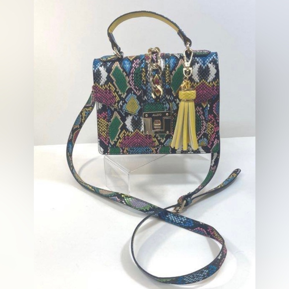 Aldo Multicolor Snake Print Vegan Leather Satchel